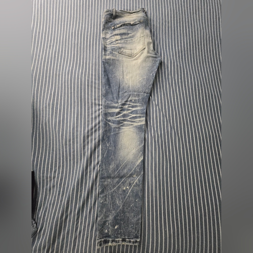 ( PREME) Men's Distressed Blue Jeans